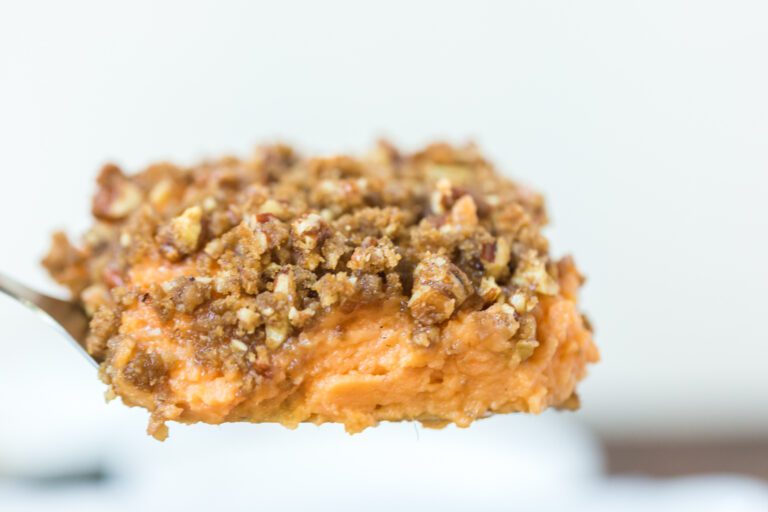 Sweet Potato Casserole with nut crumble topping