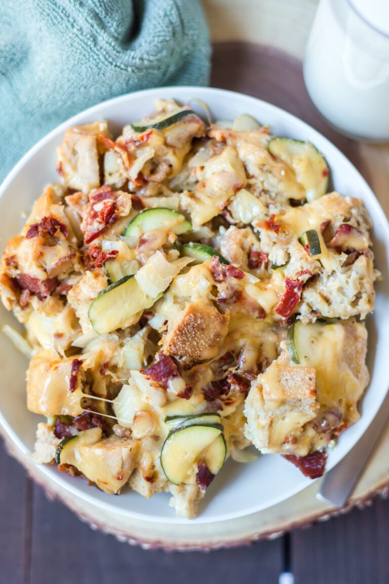 Slow cooker breakfast casserole made with English muffins