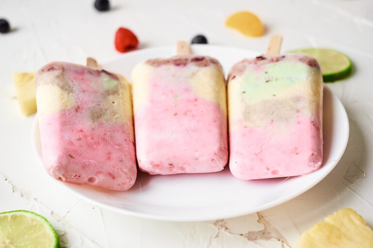Easy Rainbow Popsicles made with fresh Fruit and yogurt
