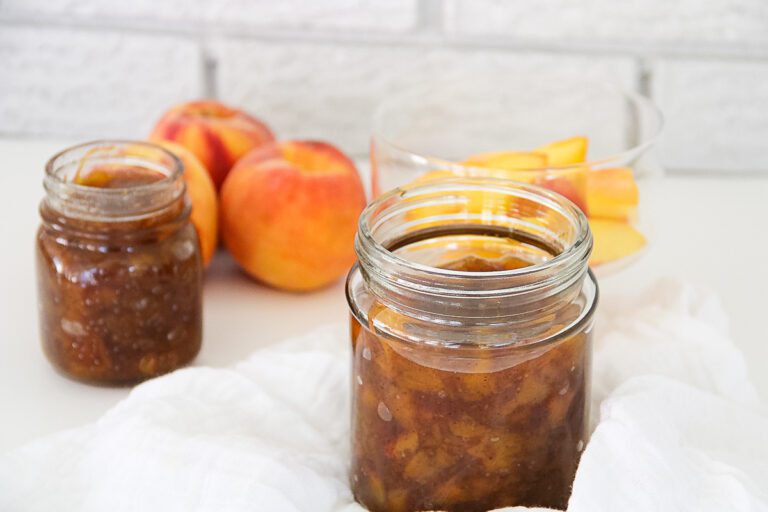 Peach Syrup made with fresh peaches and cinnamon