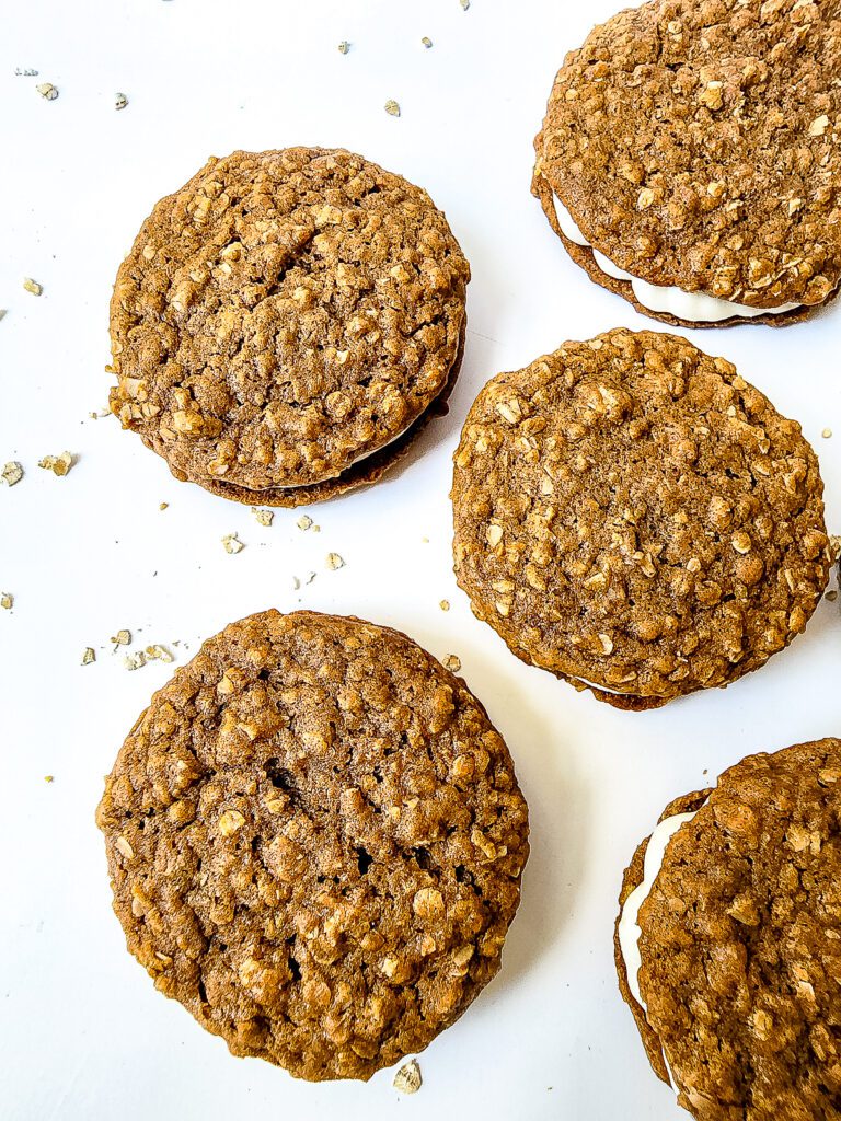 Oatmeal Cookies filled with cream cheese and butter icing
