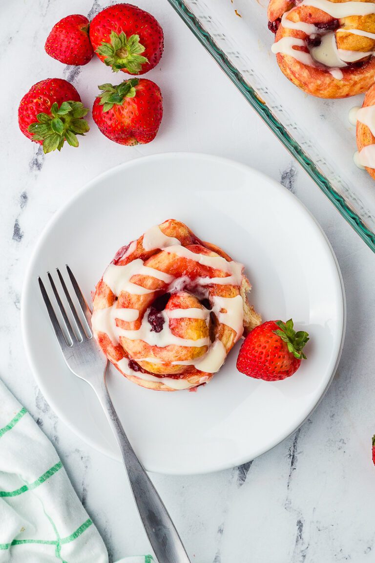 upgrading canned cinnamon rolls with strawberry pie filling
