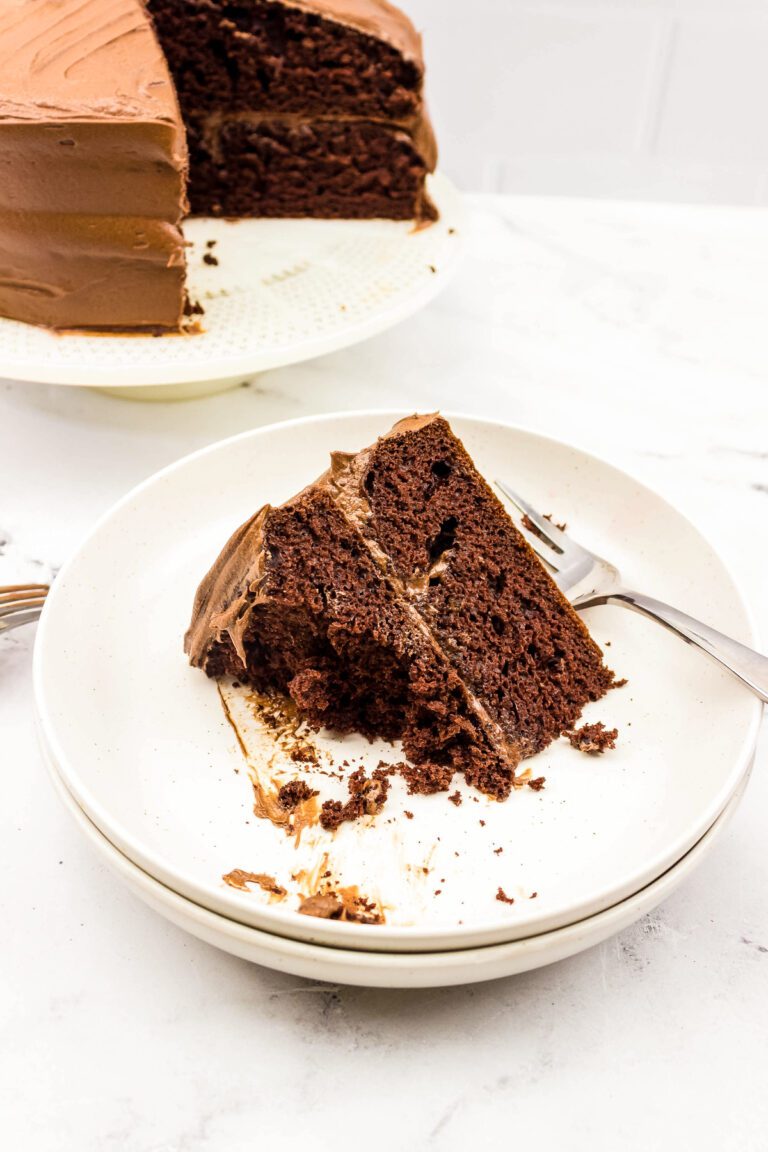 Easy and very moist chocolate cake recipe with upgraded store bought frosting