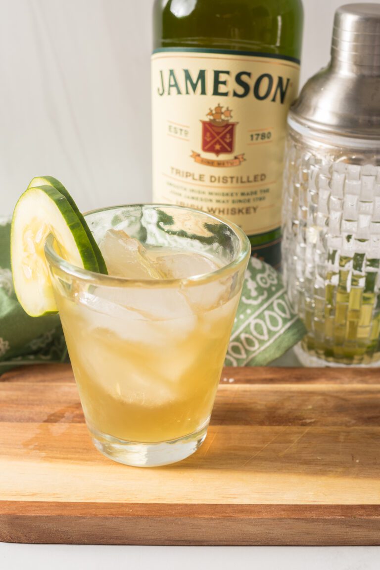 Fresh Irish Cocktail made the way Irish like it with a surprisingly fresh taste from the muddled cucumber.