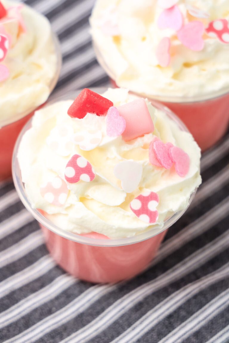 Jello shots made with pink starburst jello
