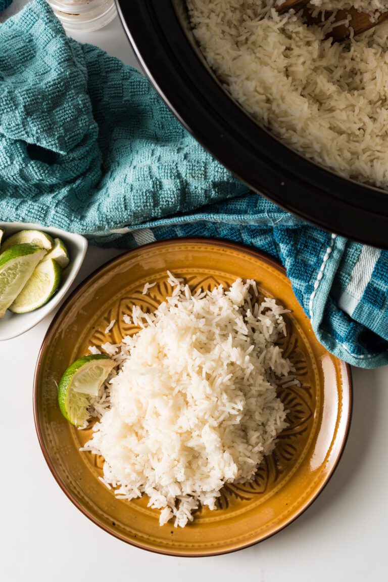 Basmati rice cooked with coconut milk in a slow cooker/ crock pot