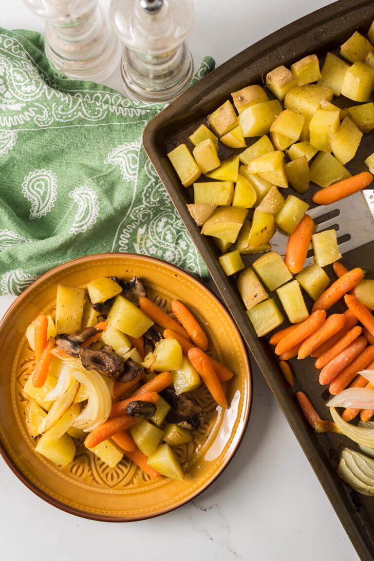 Roasted Potatoes, Carrots, Onions and Mushrooms