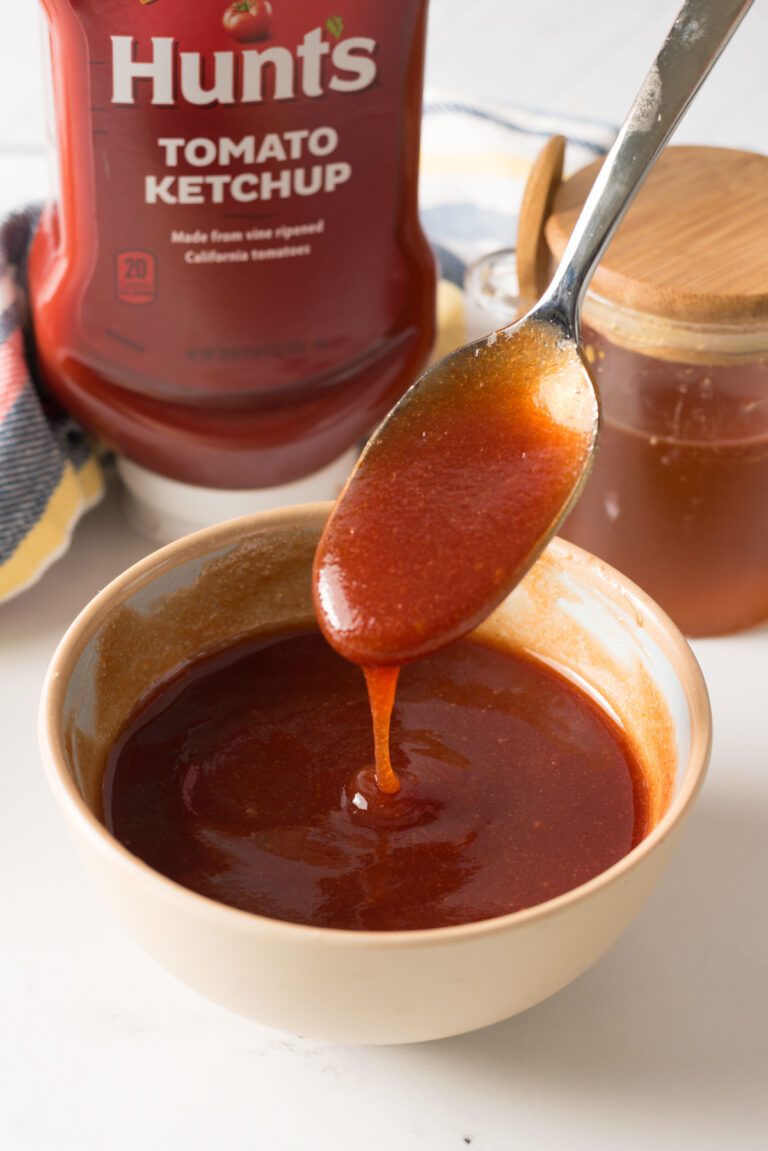 Meatloaf glaze made with brown sugar, ketchup and honey