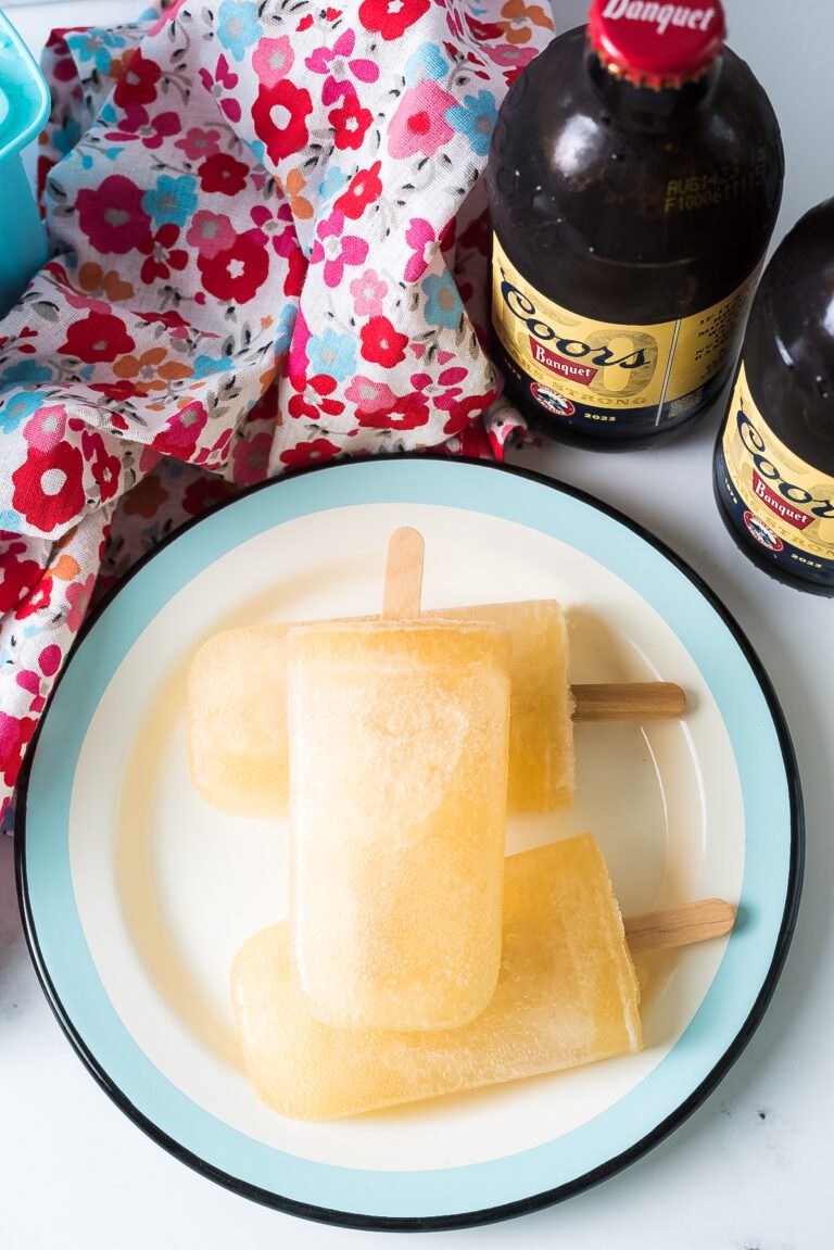 Popsicles made from Coors Beer on a plate