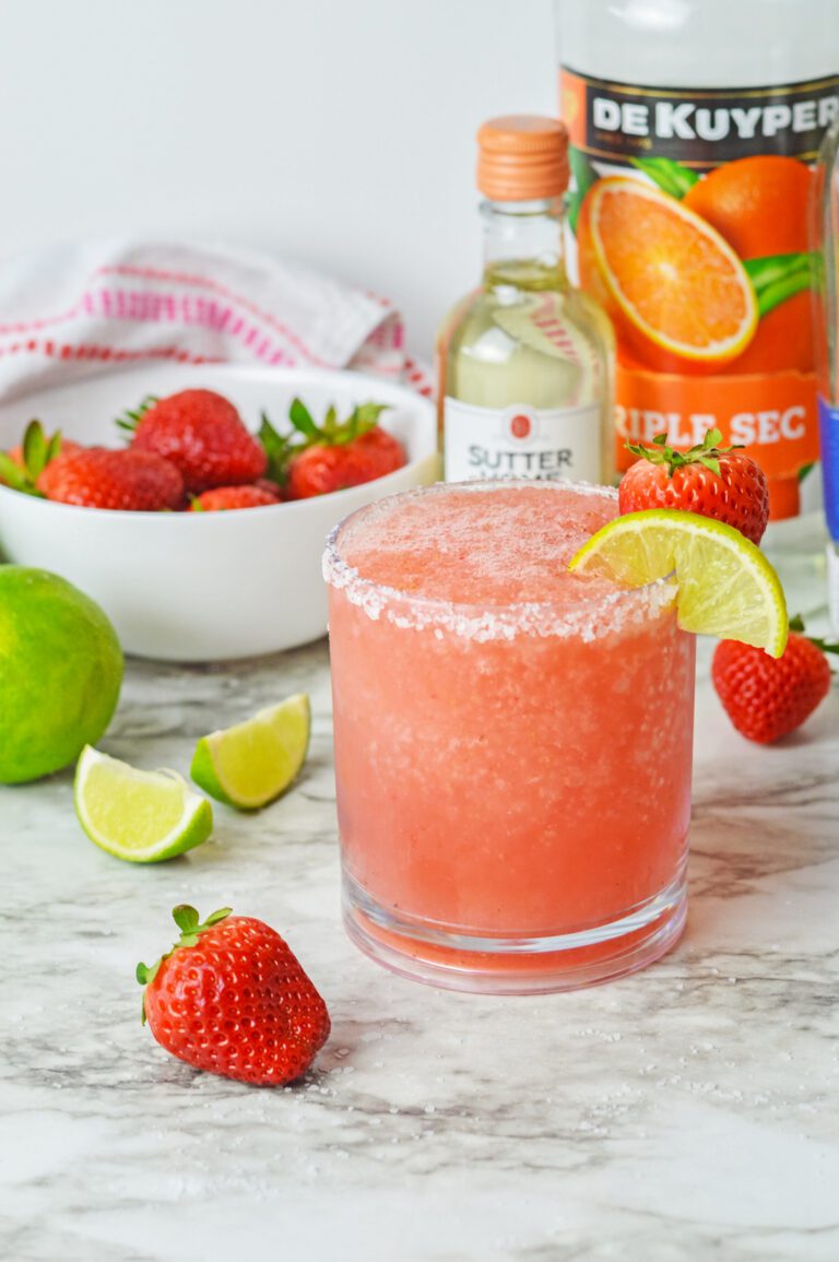 Margarita made with fresh strawberries and vodka