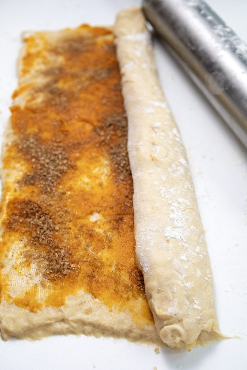 Roll the dough to form a log