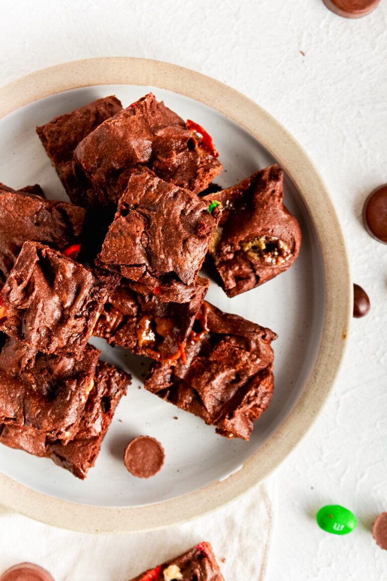 Brownies made with leftover halloween candy