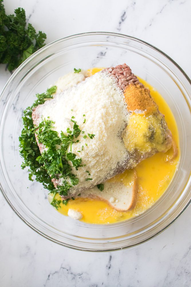 Add all he ingredients for meatloaf