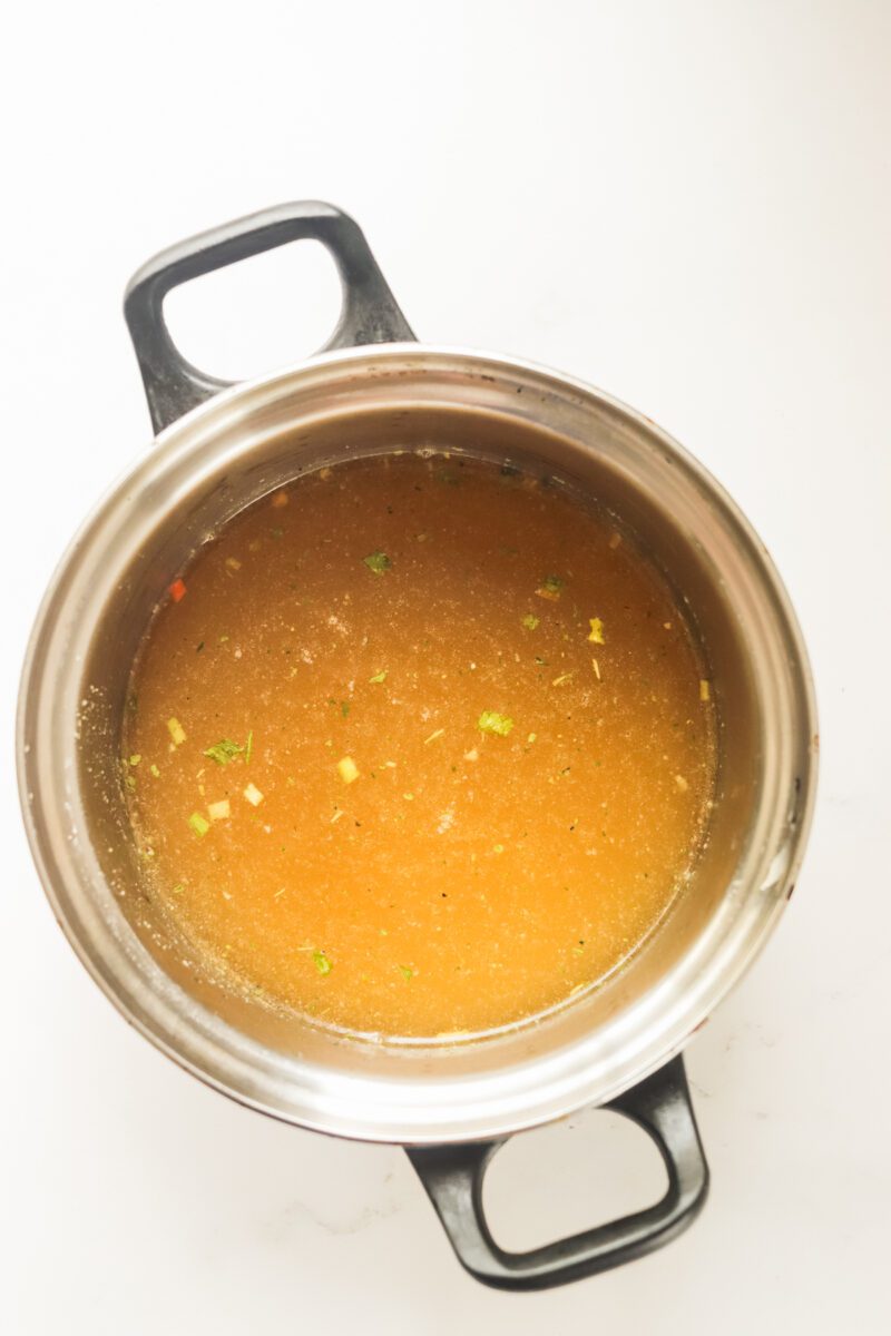 Put the water in pan and put the ingredients for brown gravy