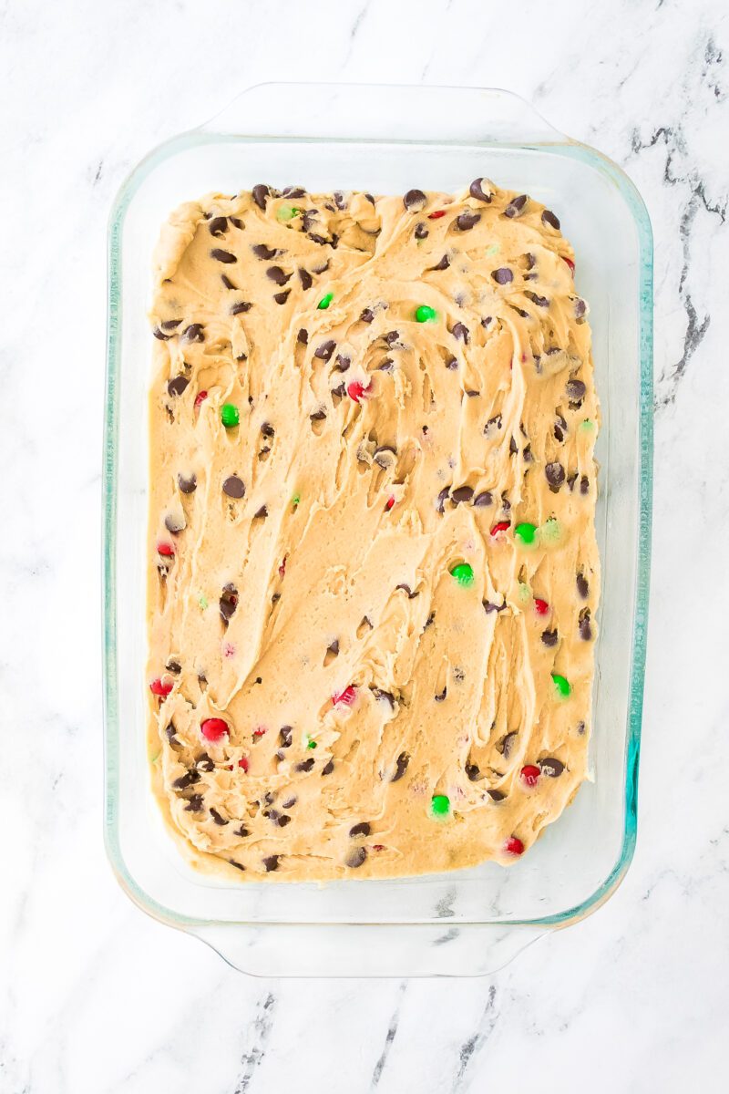 One Easy homemade Pan sized cookie cut into multiple bars