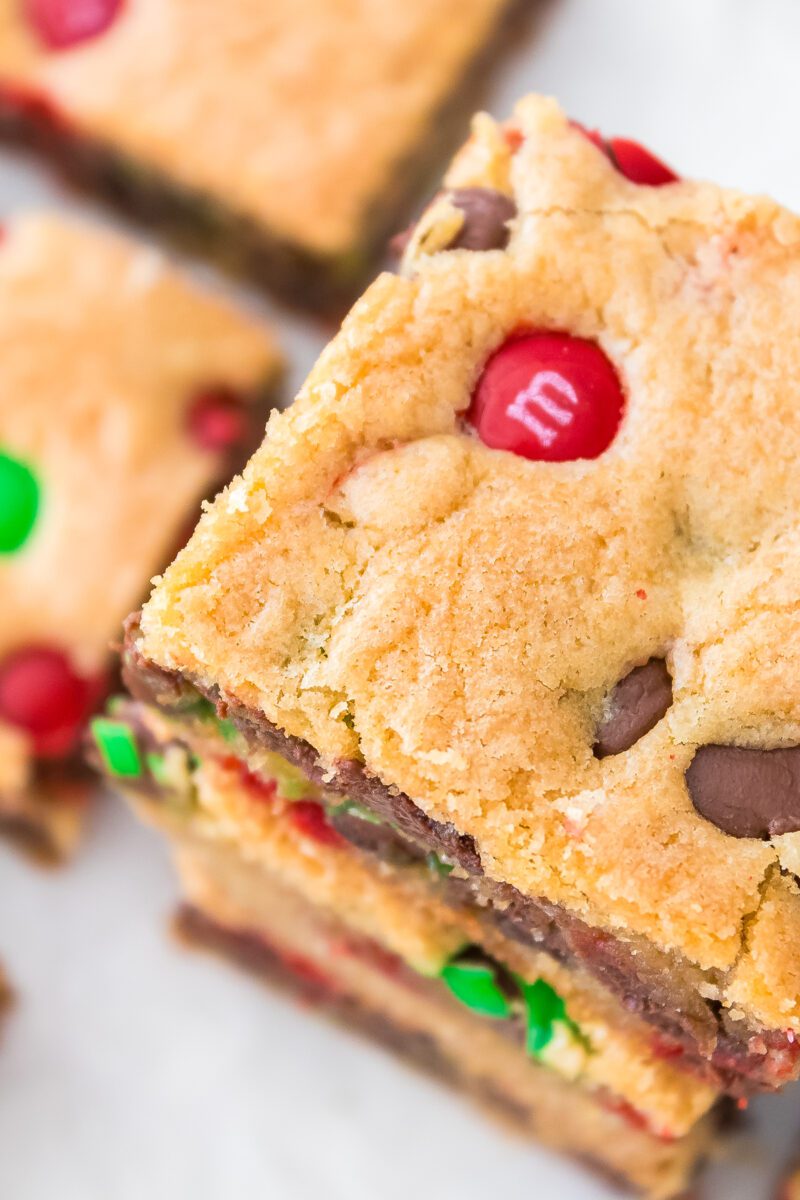 One Easy homemade Pan sized cookie cut into multiple bars