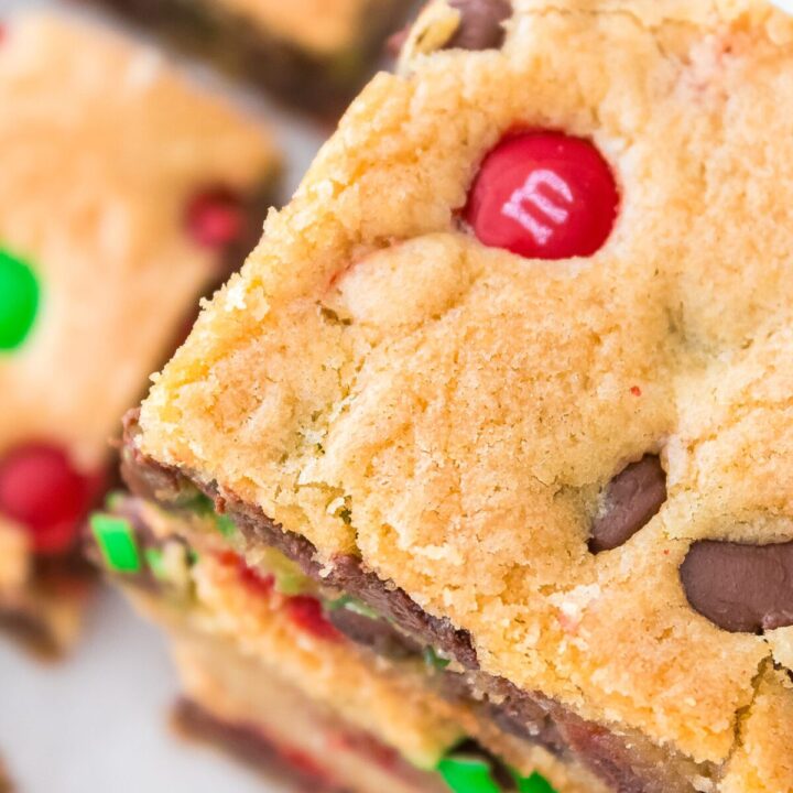 One Easy homemade Pan sized cookie cut into multiple bars