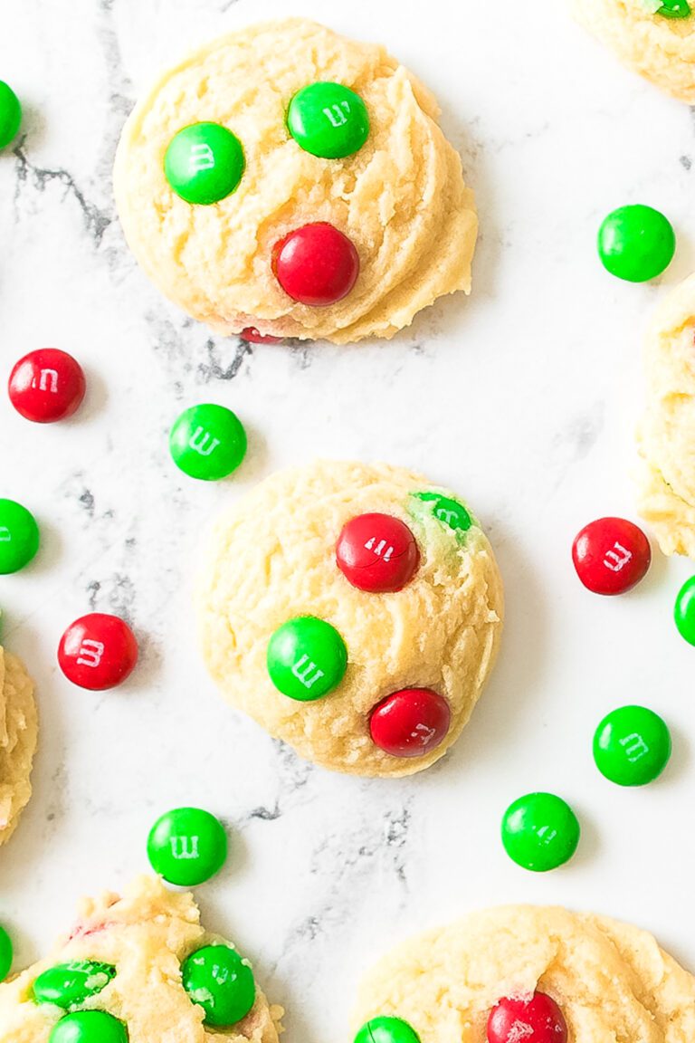 Easy sugar cookie recipe made with colorful M&Ms