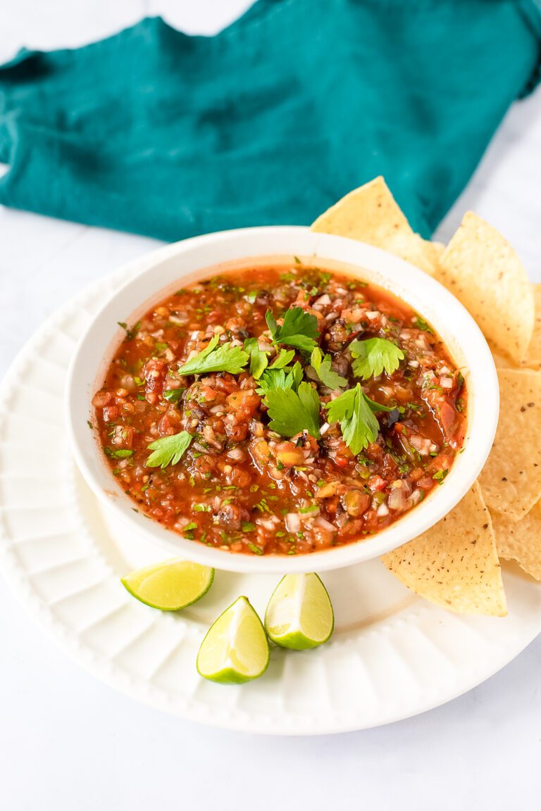 Easy Salsa- vegetables are baked before put in the blender