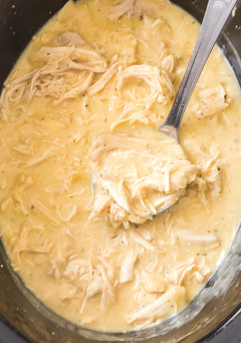 Frozen Chicken breast made in the slow cooker then shredded in it’s gravy
