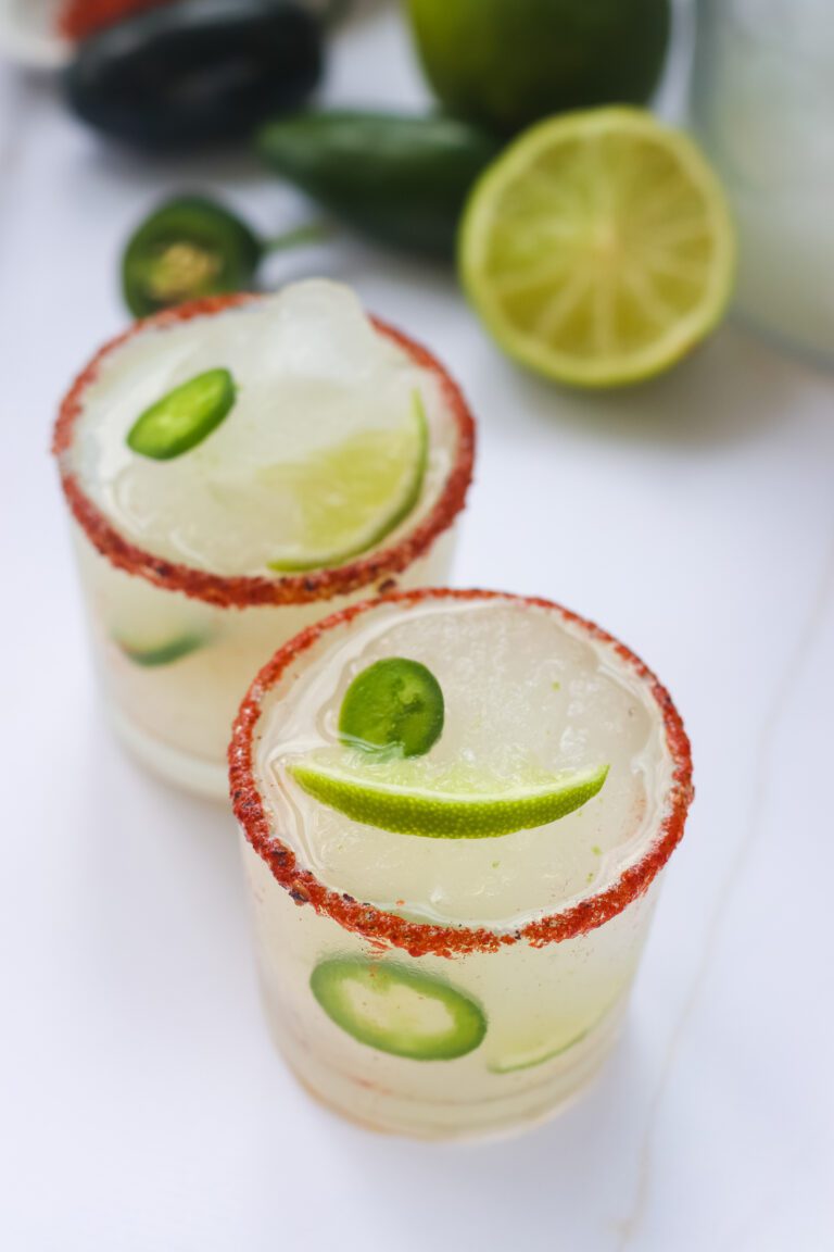 Easy margarita made with no sugar added with a kick of spice